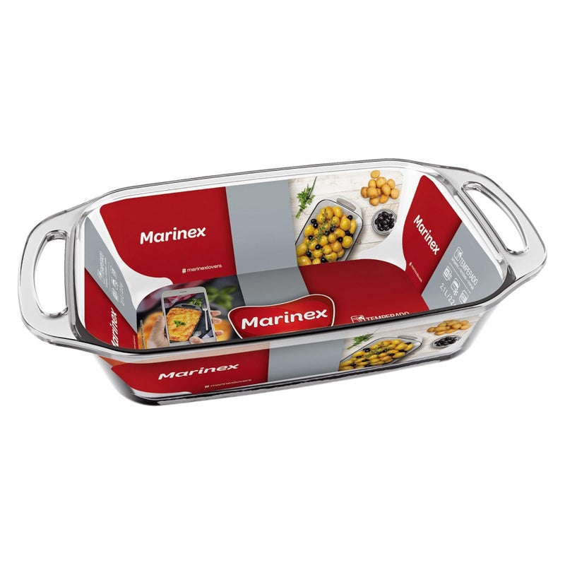 Marinex Small Rectangular Glass Roaster with Handle 2.1L, Oven Safe Transparent Bakeware for Lasagna, Cakes, Brownies, Roasting & Casseroles  Heat Resistant Durable Glass Dish for Home & Kitchen - Image 3