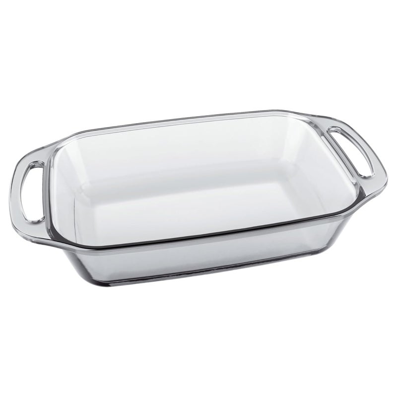 Marinex Small Rectangular Glass Roaster with Handle 2.1L, Oven Safe Transparent Bakeware for Lasagna, Cakes, Brownies, Roasting & Casseroles  Heat Resistant Durable Glass Dish for Home & Kitchen - Image 1