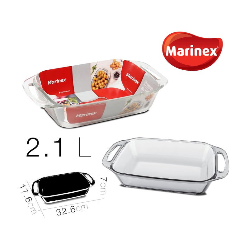 Marinex Small Rectangular Glass Roaster with Handle 2.1L, Oven Safe Transparent Bakeware for Lasagna, Cakes, Brownies, Roasting & Casseroles  Heat Resistant Durable Glass Dish for Home & Kitchen - Image 4