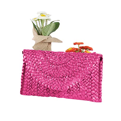 Fecialy Straw Clutch Purses Straw Purses for Women Envelope Woven Clutch Handbags Summer Beach Bags - Image 5