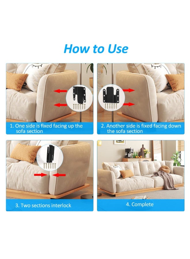 10PCS Sectional Sofa Connectors, Universal Sectional Couch Interlocking Clips, Easy to Install Heavy Duty Furniture Connector Brackets with Screws - Image 2