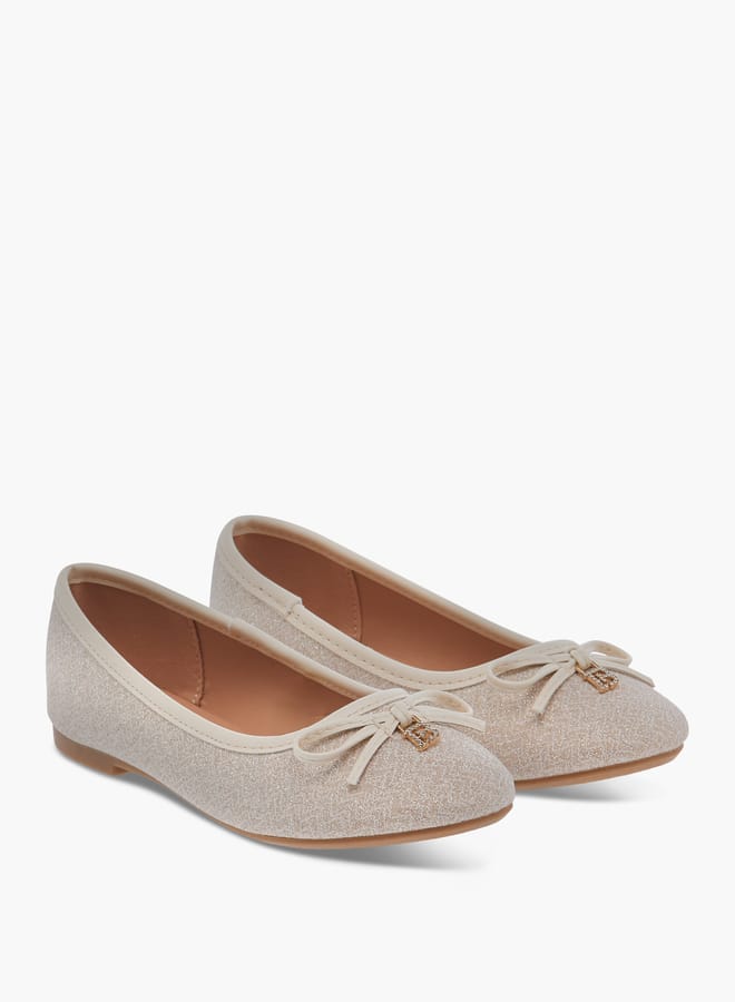 Flora Bella By Shoexpress Girls Bow Applique Slip-On Ballerina Shoes  - Image 1