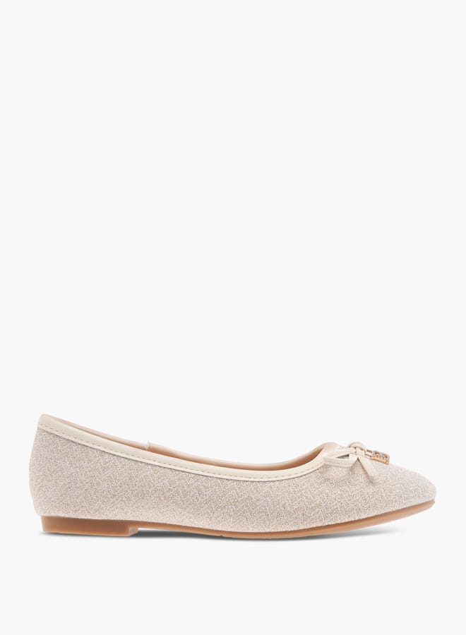 Flora Bella By Shoexpress Girls Bow Applique Slip-On Ballerina Shoes  - Image 3