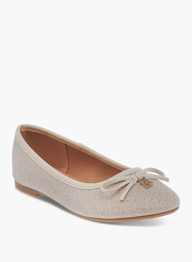 Flora Bella By Shoexpress Girls Bow Applique Slip-On Ballerina Shoes  - Image 2