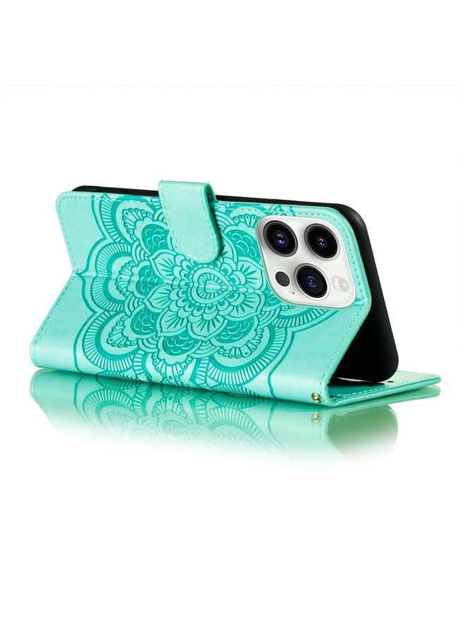 S-TOP Case For iPhone 15 Pro Sun Mandala Embossing Leather Phone Case - Image 5