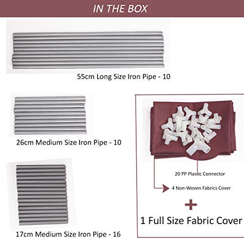 Ebee Iron 4-Shelf Shoe Rack with Cover (58 cm x 28 cm x 72 cm, Beige) - Image 3