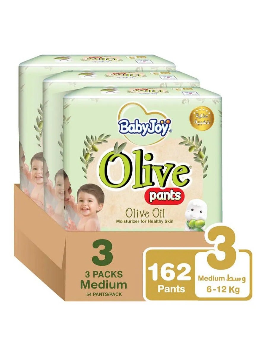 Baby Joy BabyJoy Olive Pants, Diapers, Medium, Mega Box, Size 3, Pack of 3 - 54 Diapers Each