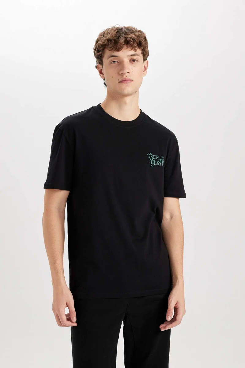Defacto Regular Fit Crew Neck Rick and Morty Printed T-Shirt