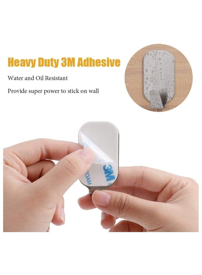 كول بيبي خطافات حائط لاصقة شديدة التحمل من الفولاذ المقاوم للصدأ قوية للغاية بدون حفر شماعات مقاومة للماء لمفاتيح معطف رداء والحقائب والمطبخ المنزلي والحمام وغرفة النوم عبوة من 8 - Image 4