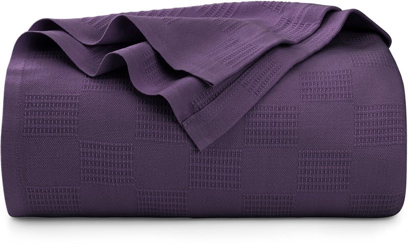 Utopia Bedding 100% Cotton Blanket (Queen Size - 90x90 Inches) 350GSM Lightweight Thermal Blanket  Soft Breathable Blanket for All Seasons (Plum) - Image 5