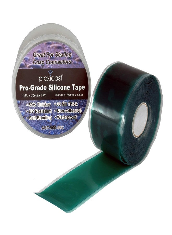 Proxicast Pro-Grade Extra Strong 30mil Weatherproof Self-Fusing Silicone Rubber Sealing Tape For Outdoor Antenna Coax & Electrical Cables, Hose/Pipe Leaks & Emergency Repairs (1.5" x 15' roll) - Green - Image 1