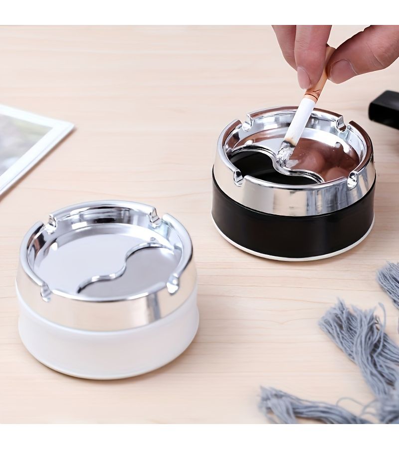 Electroplated Sealed Windproof Ashtray Random Color Thickened Rotating Design - Image 3