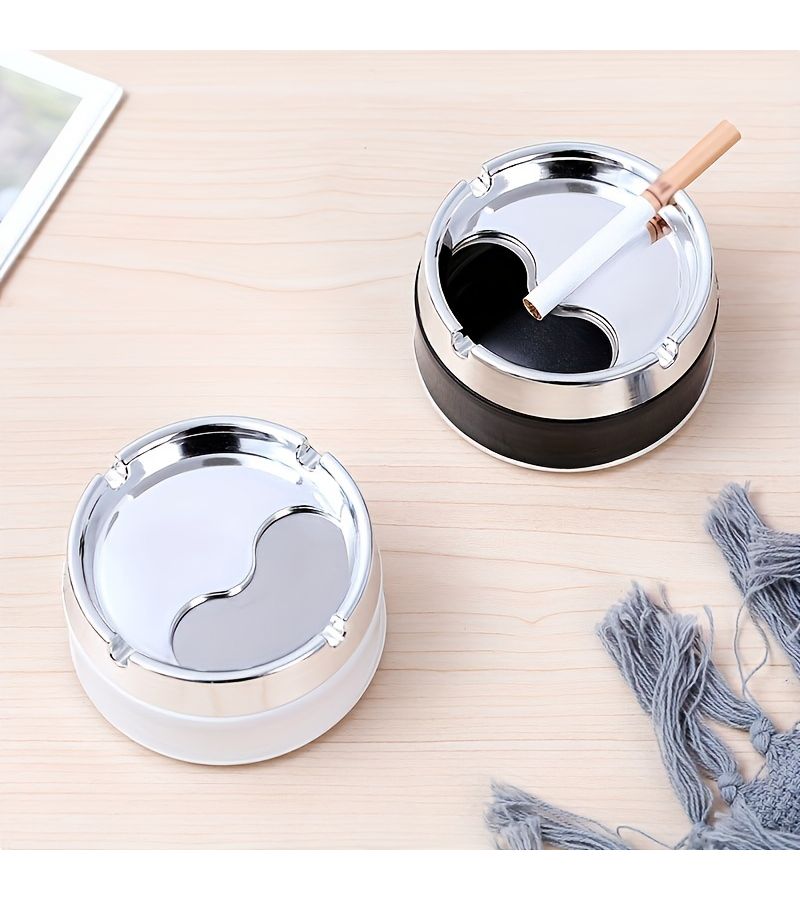 Electroplated Sealed Windproof Ashtray Random Color Thickened Rotating Design - Image 2