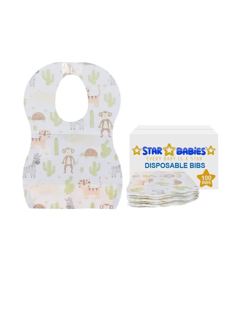 STAR BABiES - Star Babies - Animals Printed Disposable Bibs Pack of 100 - Image 1