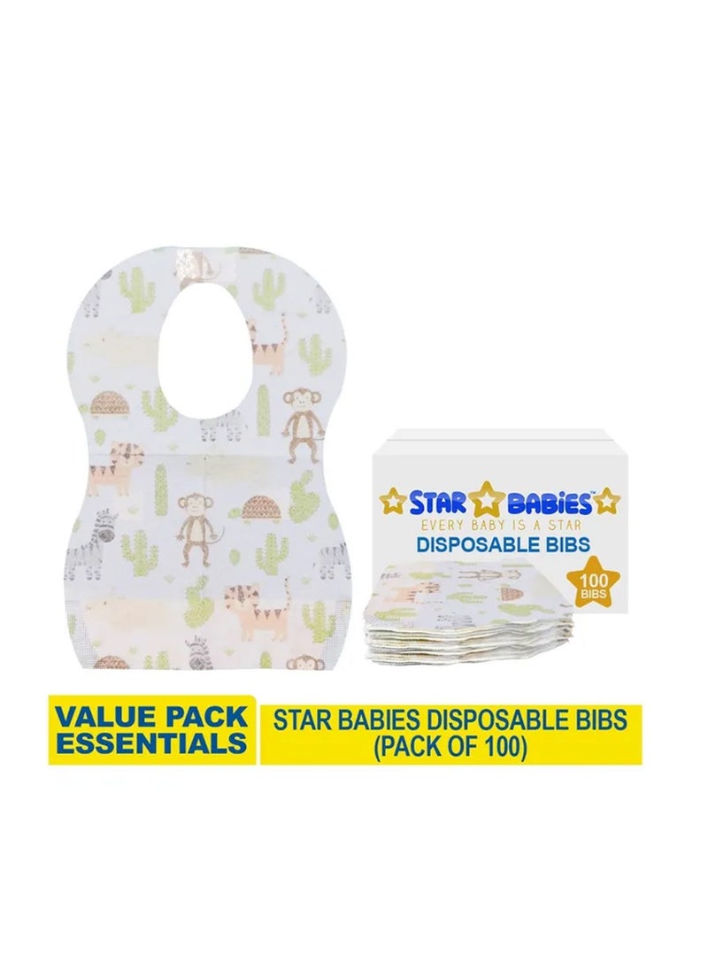 STAR BABiES - Star Babies - Animals Printed Disposable Bibs Pack of 100 - Image 1