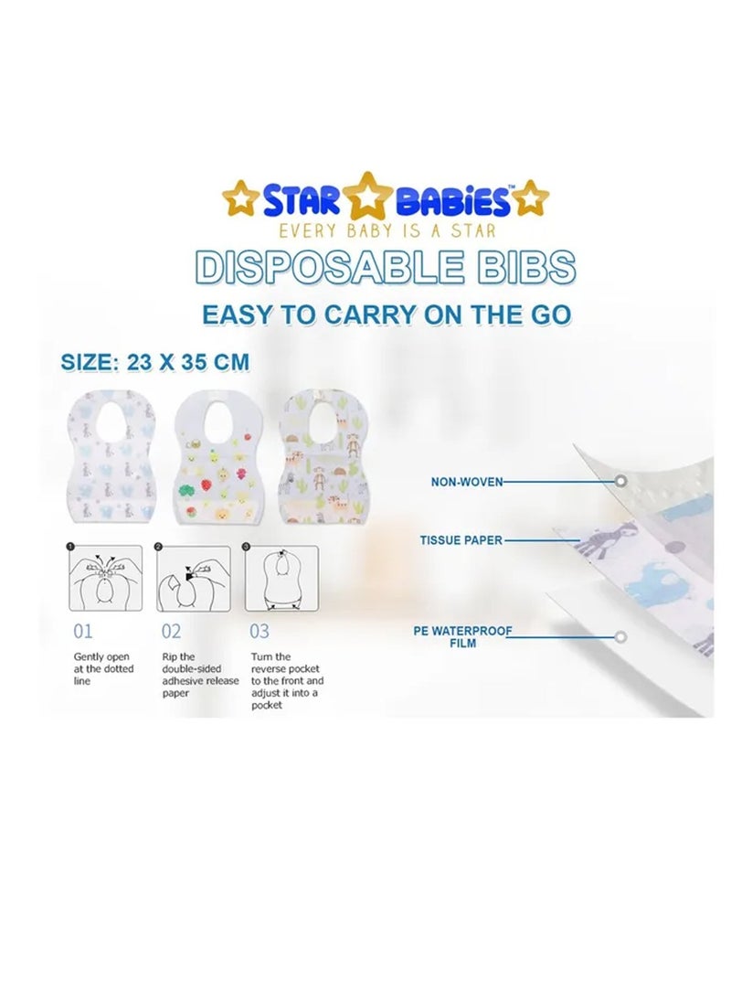 STAR BABiES - Star Babies - Animals Printed Disposable Bibs Pack of 100 - Image 1