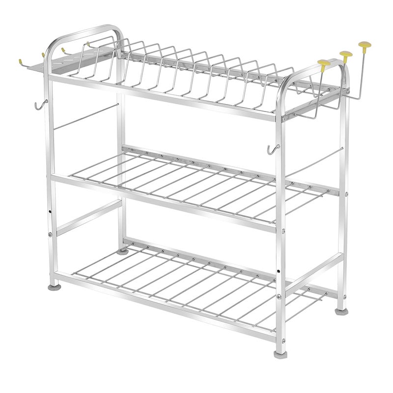 FB Fortune Blu Fortune Blu 3 Layer Wall Mount Kitchen Utensils Dish Rack Stainless Steel Utensil RackStand Dish StandHolder Kitchen Organizer Utensils Rack with Plate Cutlery Stand 21 x 21 - Image 4