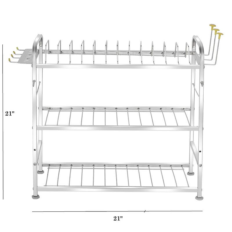 FB Fortune Blu Fortune Blu 3 Layer Wall Mount Kitchen Utensils Dish Rack Stainless Steel Utensil RackStand Dish StandHolder Kitchen Organizer Utensils Rack with Plate Cutlery Stand 21 x 21 - Image 3