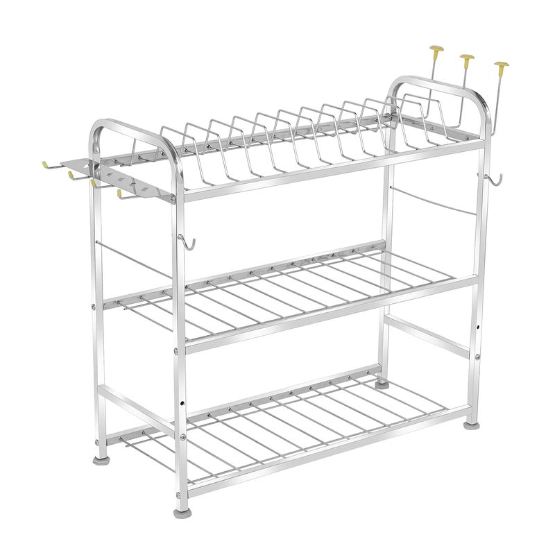 FB Fortune Blu Fortune Blu 3 Layer Wall Mount Kitchen Utensils Dish Rack Stainless Steel Utensil RackStand Dish StandHolder Kitchen Organizer Utensils Rack with Plate Cutlery Stand 21 x 21 - Image 5