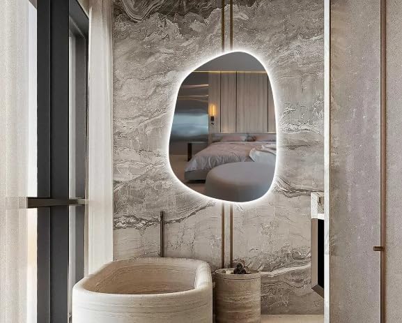 Quality Glass Bathroom LED Mirror with Touch Sensor, 3 Light Effects, Glass, Oval LED-90 (18 x 30 Inch), Wall Mount, Transparent - Image 3