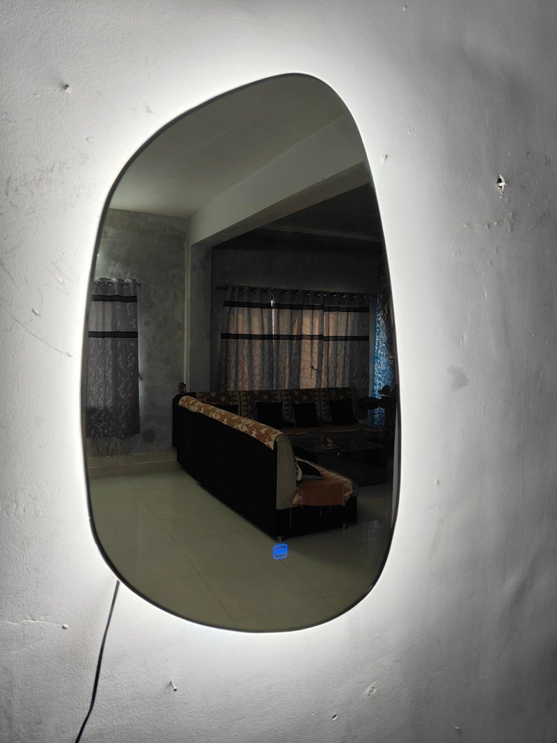 Quality Glass Bathroom LED Mirror with Touch Sensor, 3 Light Effects, Glass, Oval LED-90 (18 x 30 Inch), Wall Mount, Transparent - Image 4