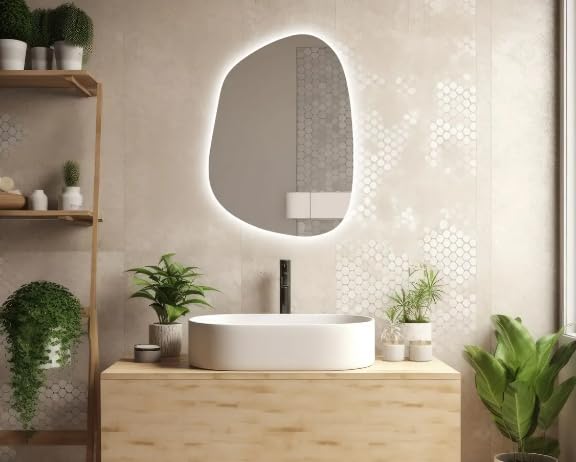 Quality Glass Bathroom LED Mirror with Touch Sensor, 3 Light Effects, Glass, Oval LED-90 (18 x 30 Inch), Wall Mount, Transparent - Image 2