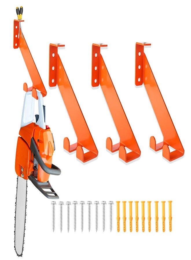 iulrtba 3 in 1 Chainsaw Holder 10" - Heavy Duty Chainsaw Wall Mount, 10 Gauge Steel Chain Saw Hanger for Garage Organization, Hefty Rack Storage Organizer for Chainsaw Accessories and Tools, 180lbs Capacity - Image 1