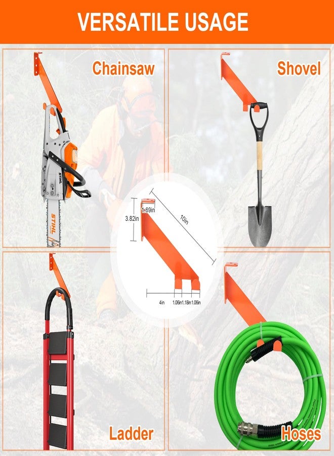 iulrtba 3 in 1 Chainsaw Holder 10" - Heavy Duty Chainsaw Wall Mount, 10 Gauge Steel Chain Saw Hanger for Garage Organization, Hefty Rack Storage Organizer for Chainsaw Accessories and Tools, 180lbs Capacity - Image 4