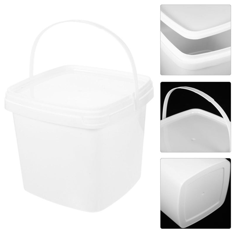 White Plastic Water Bucket With Lid Handle Multipurpose Food Grade Storage Container - Image 3