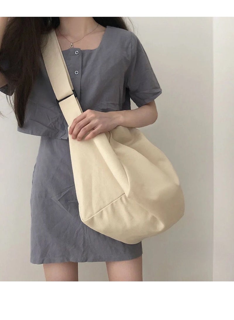 حقيبة كتف نسائية من القماش الكتاني حقيبة يد نسائية كبيرة الحجم حقيبة كروس بودي عصرية للسفر حقيبة كتف للسيدات والفتيات والطالبات الجامعيات - Image 1