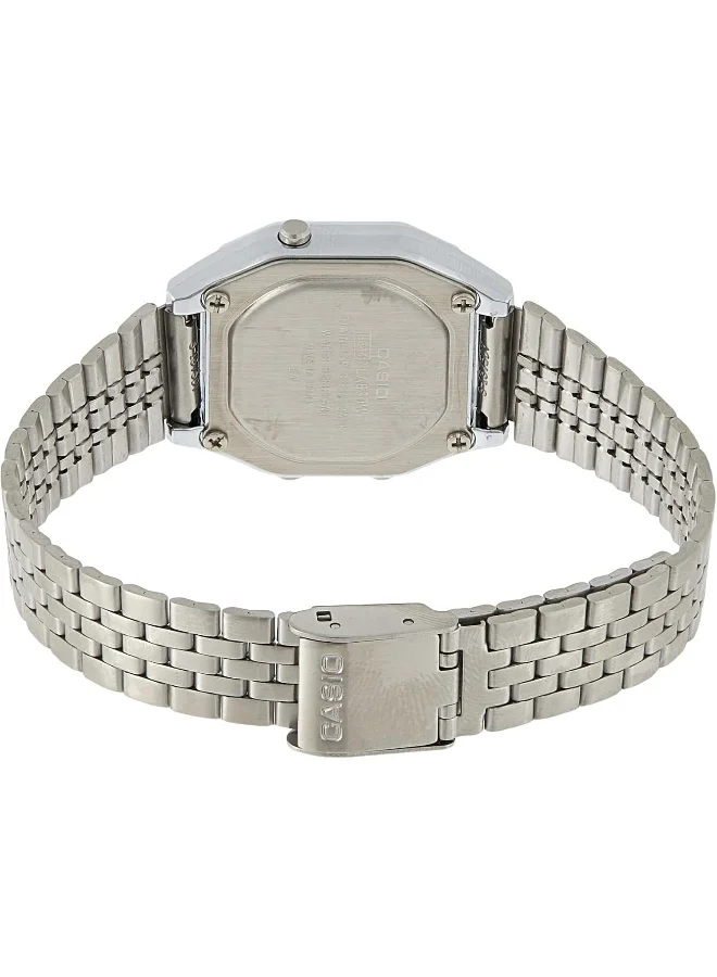كاسيو Women's Digital Display Watch With Silver Stainless Steel Strap - LA680WA-1B
