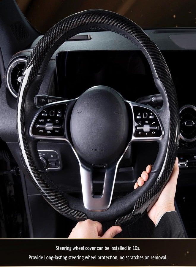 Aimato Carbon Fiber Steering Wheel Cover, Ultra-Thin Car Steering Wheel Cover,Comfortable & Breathable Microfiber,Universal Fit for Most Cars, Bright Black - Image 5
