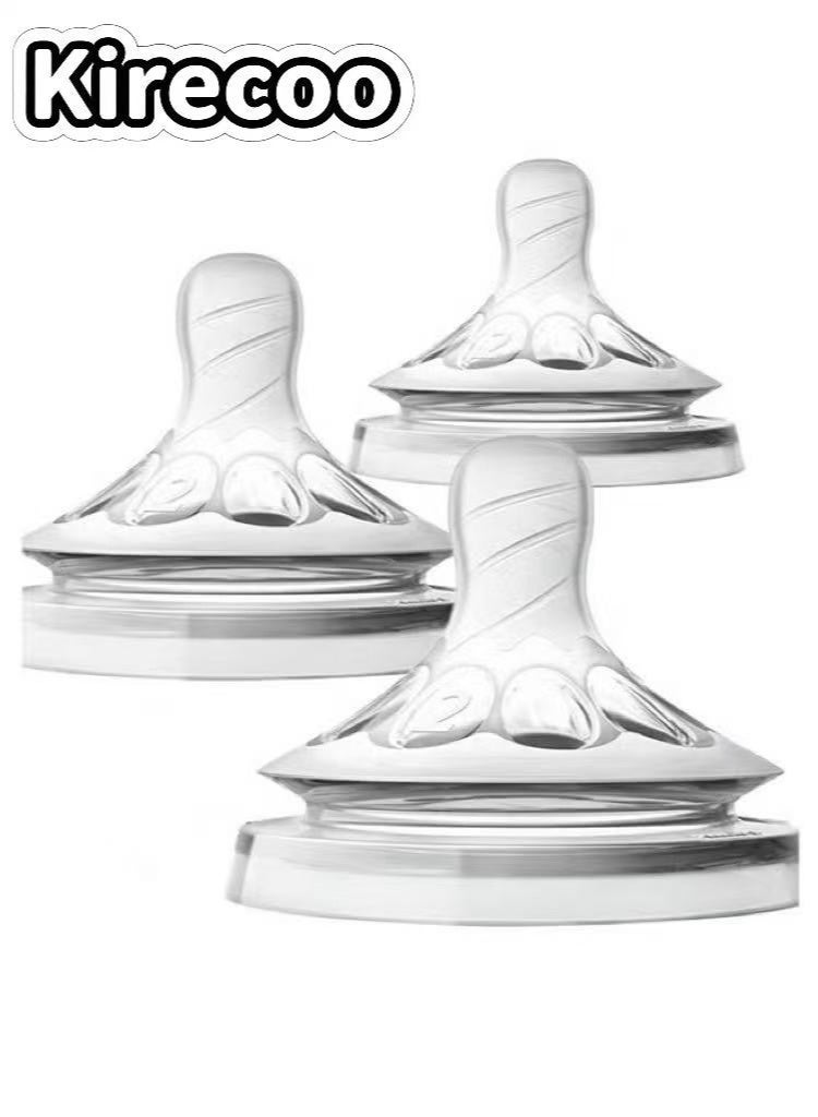 Kirecoo Pack of 3 Bottle Nipples Compatible with Philips Avent，Silicone Baby Bottle Nipple Replacement, Natural Feeding Teat, for 6 Months+ - Image 1