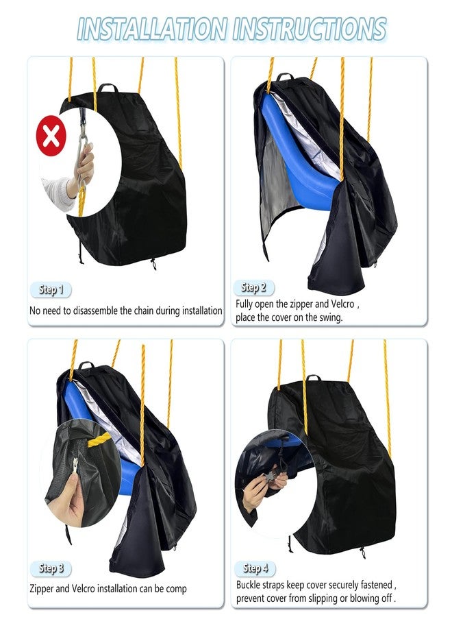 okcool Outdoor Toddler Swing Seat Cover,Outdoor Baby Swing Cover,A Wide Selection of Cute Colors and Patterns,Black - Image 3