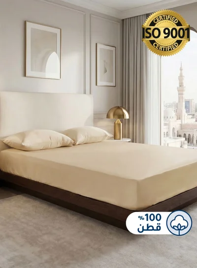 سيد المنسوجات المنزلية طقم شراشف ملائم من القطن،، مصنوع من القطن 100٪ ، 200 غرزة ، يحتوي على 3 قطع بحجم الحجم كوين جيب عميق بعمق 35 سم