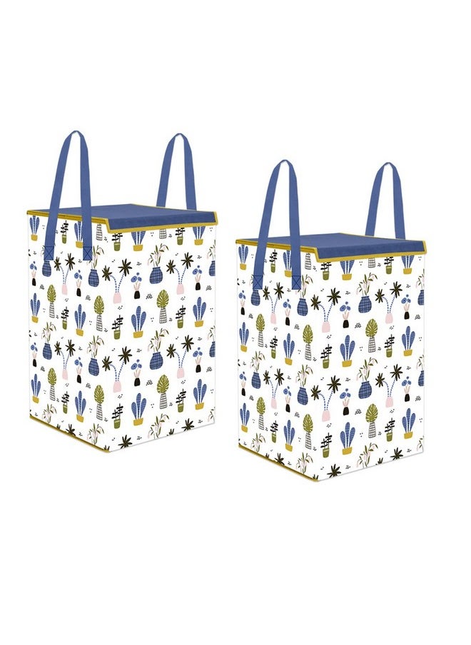 PrettyKrafts 75L Non Woven Mushroom Printed Rectangular Foldable Large Laundry Bag/Basket With Lid & Handles, Freestanding Cloth Storage Organizer for Bedroom (36x36x53cm, White, Set of 2) - pzsku/ZFAEED5A99A73384DADDAZ/45/_/1740982992/9d240ada-b922-4e0e-b413-41cdf6a4d37f