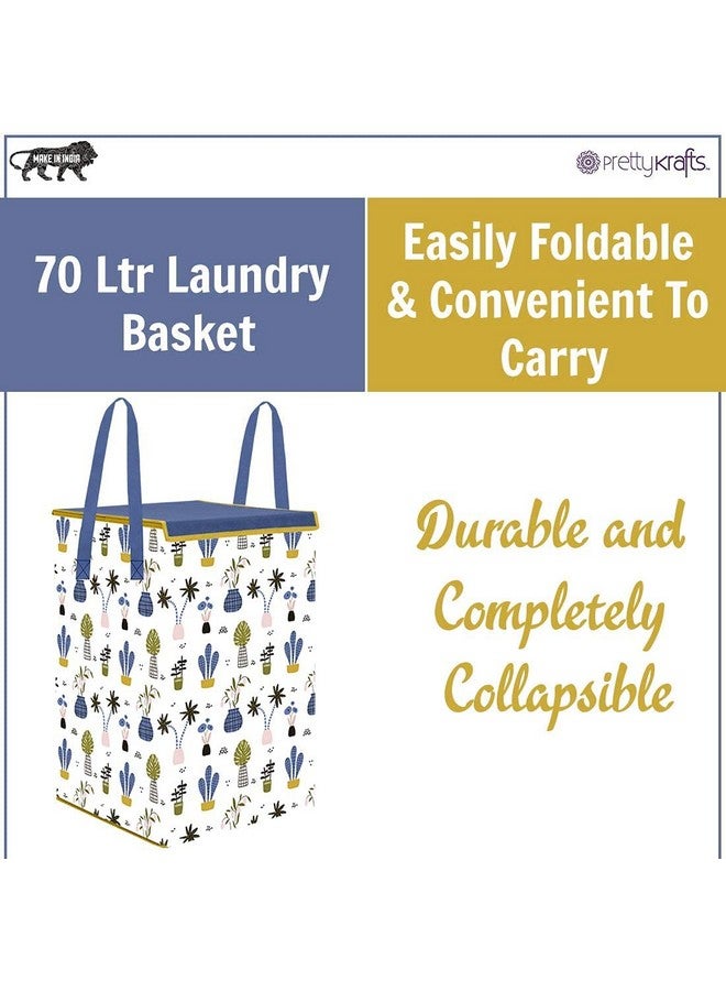 PrettyKrafts 75L Non Woven Mushroom Printed Rectangular Foldable Large Laundry Bag/Basket With Lid & Handles, Freestanding Cloth Storage Organizer for Bedroom (36x36x53cm, White, Set of 2) - Image 3