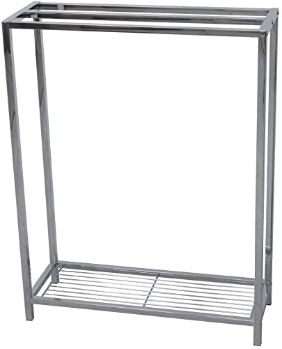 Indian Decor XL6130 Standard 31 Inch Freestanding Metal Towel Drying and Storage Rack with Additional Storage Base for All Your Needs Chrome  - Image 1