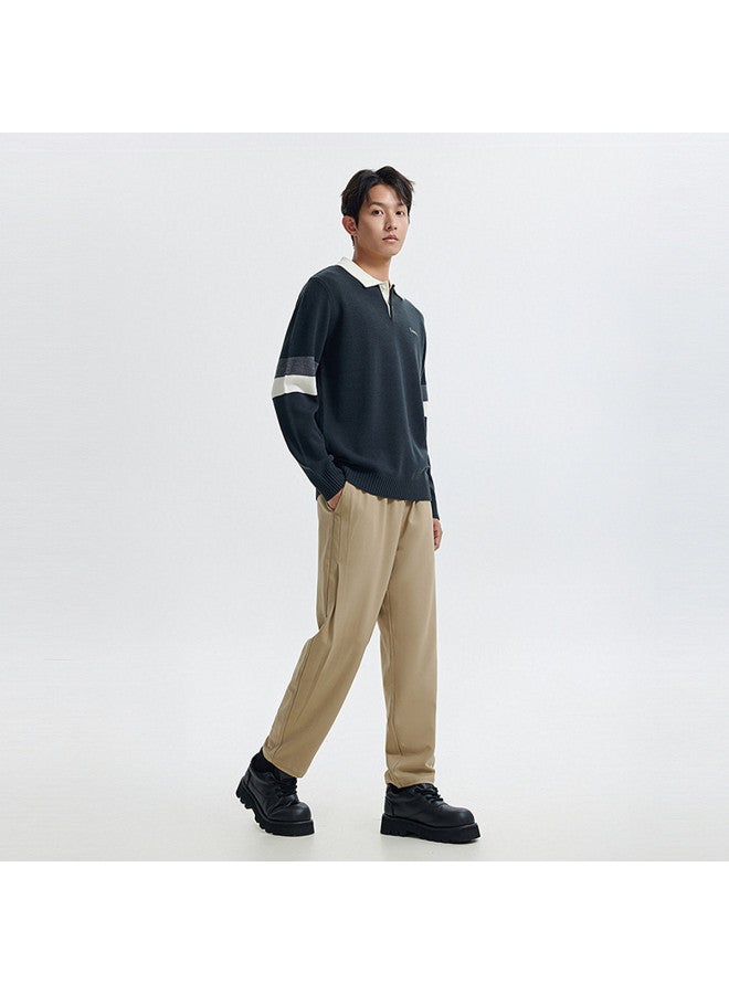 Cabbeen Logo Embroidered Knitted Sweater Spring/autumn Polo Collar Fashion - Image 5