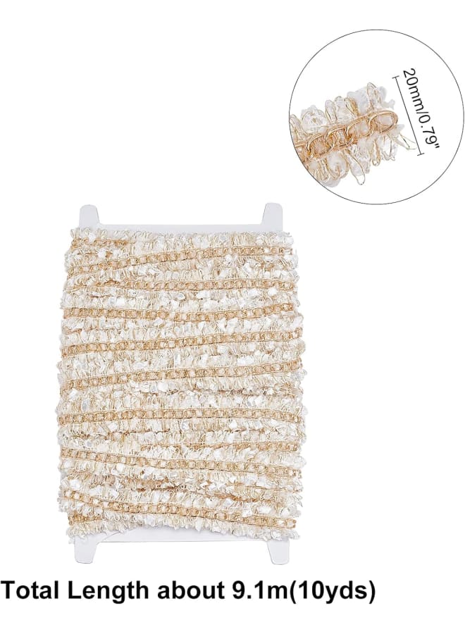 Introduce 10 Yard Cross Chain Link Ribbon 20mm Twisted Links for Necklace Jewelry MakingPerfect for cake topper embellishment bridal sash belt, wedding party, bridal dress, birthday party, dance costume, garments, shoes, candles, vases, album Jewelry DIY Specification Color: White. Sizes: 10 Yard/card, 3/4 inches Width ; Quantity: 1 card.Note: If you have any problem with our product and service, please click on the "Seller Contact" button in your Amazon account to send us an email. We are always willing to provide help to you.  - Image 2