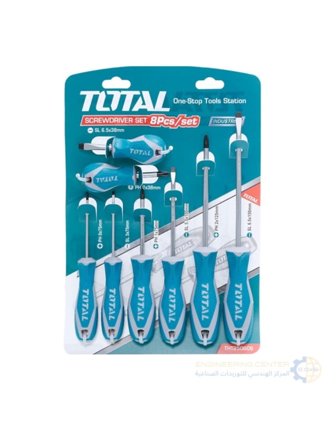 Total THT250608 8-Piece Screwdriver Set on Rubber Card