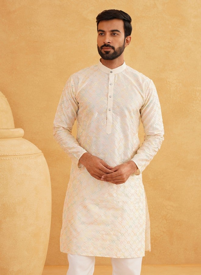 Sojanya Silk Cotton Kurta for Men in Pastel - Image 1
