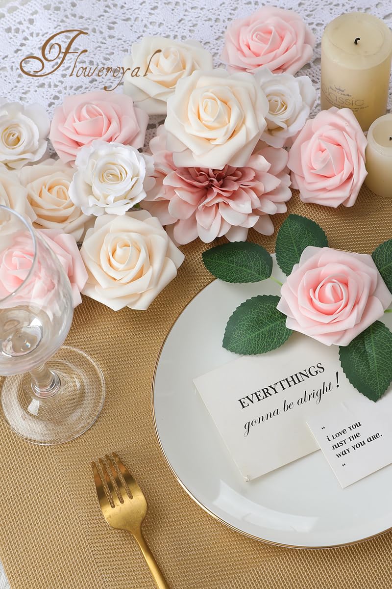 Floweroyal Artificial Pink Flowers Fake Rose Flowers Dahlia With Stems For Diy Wedding Bridal Bouquets  Baby Shower  Floral Arrangement  Table Centerpieces  Home Decorations. - Image 4