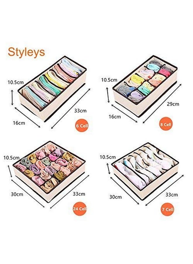 Styleys Styleys Non-Woven Foldable Clothes Organiser For Wardrobe Storage Box/Drawer Organizer For Innerwear, Clothing, Underwear, Bra, Socks, Tie (Set Of 4, Pink, S1014)  - Image 4