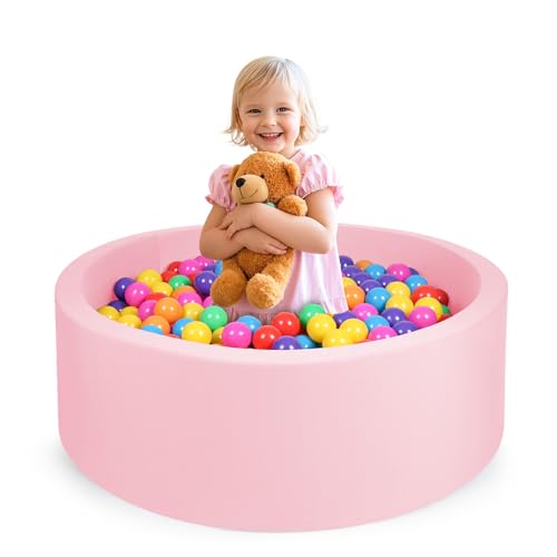 COZYTRAUM Foam Ball Pit 35x 12 Ball Pits for Toddlers Soft Round Kiddie Baby Ball Pool for Kids Ideal Gift for Babies Indoor Outdoor Game Balls Not IncludedPink - Image 1