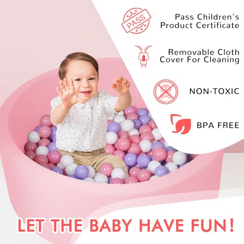COZYTRAUM Foam Ball Pit 35x 12 Ball Pits for Toddlers Soft Round Kiddie Baby Ball Pool for Kids Ideal Gift for Babies Indoor Outdoor Game Balls Not IncludedPink - Image 5