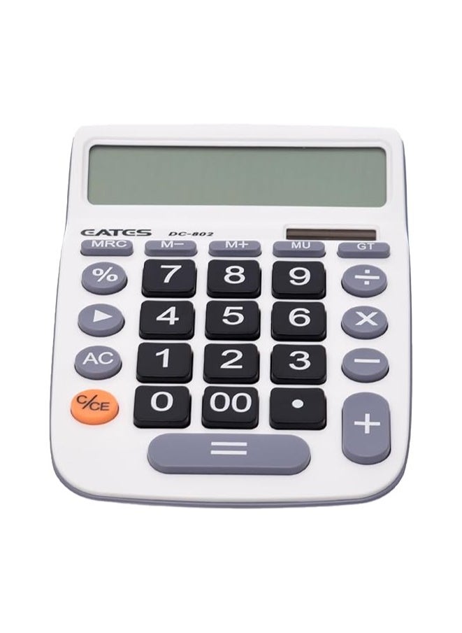 EATES Eates DC-802 Desktop Electronic Calculator 12 Digits with Dual Power and Big LCD Display - White Grey  - Image 1