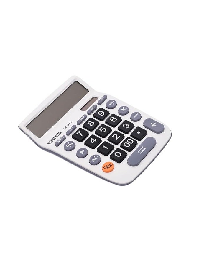 EATES Eates DC-802 Desktop Electronic Calculator 12 Digits with Dual Power and Big LCD Display - White Grey  - Image 3