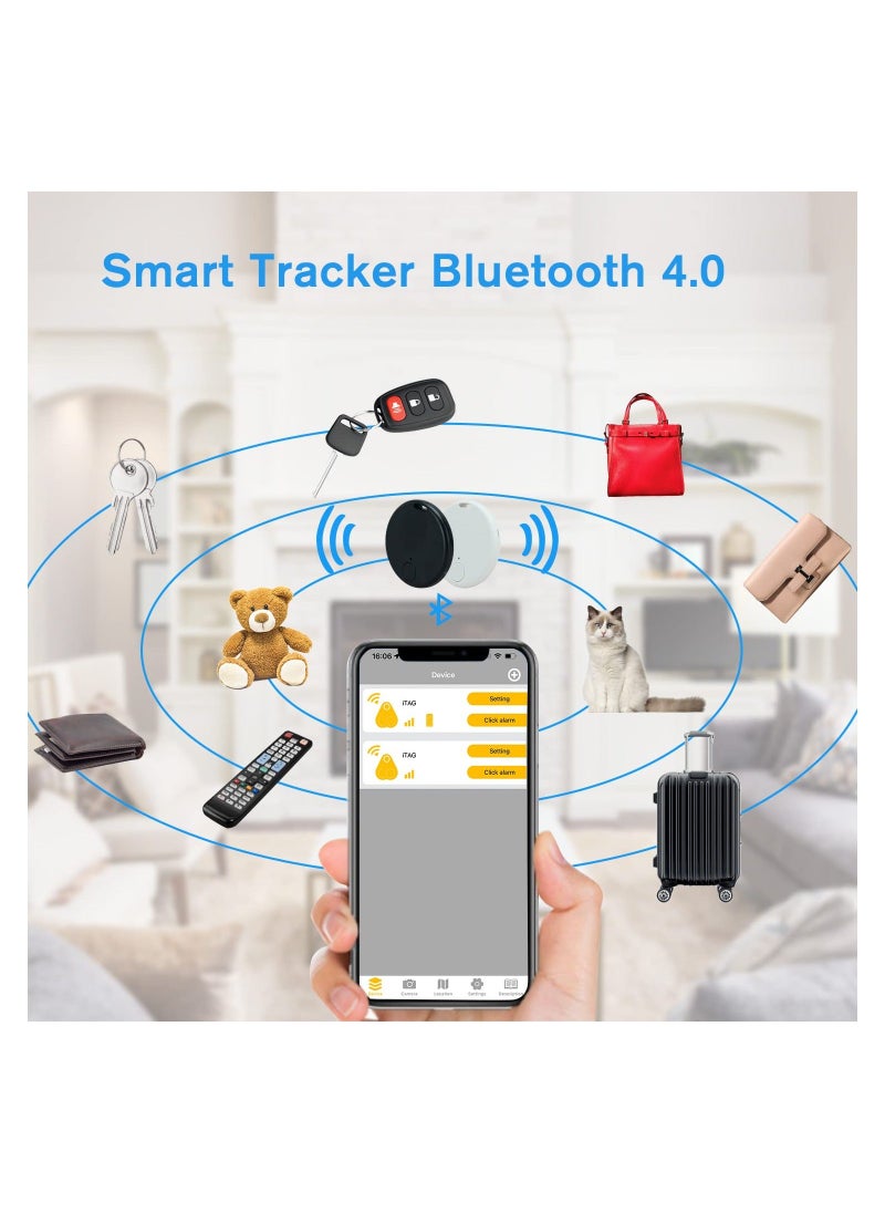 Y&D - 2 Pack Bluetooth Key Finder Locator, Mini Anti Lost Item Tag Tracker Alarm For Pet, Key, Wallet, Luggage, Compatible With Ios And Android, Incl Silicone Protective Cases (White and Black) - Image 1
