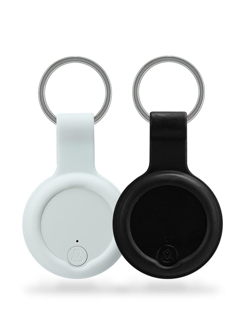 Y&D - 2 Pack Bluetooth Key Finder Locator, Mini Anti Lost Item Tag Tracker Alarm For Pet, Key, Wallet, Luggage, Compatible With Ios And Android, Incl Silicone Protective Cases (White and Black) - Image 1